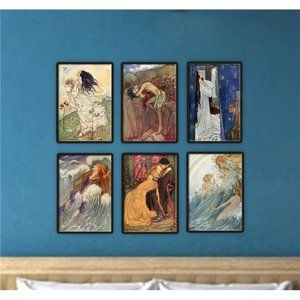 Home Decor Wall Art Florence Harrison Painting Vintage Classical 6 Prints